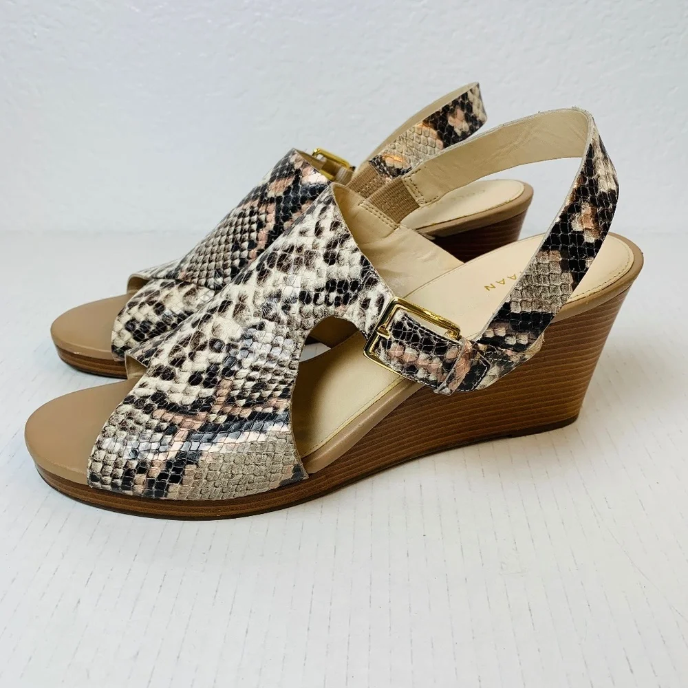 Cole Haan Philomena Grand Wedge Sandals 10.5B Snakeskin Print Leather 3